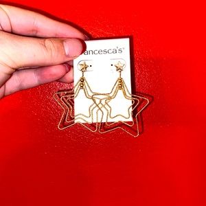 NWT! Francesca’s Gold Star Dangle Earrings